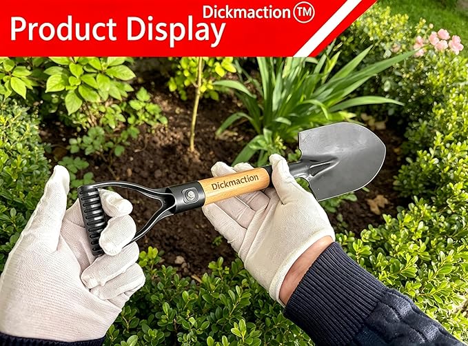 Excavating Shovel, Circular Shovel, Garden Tool with D-Shaped Handle, Total Length 15/19 inches, Wooden Handle Garden Shovel, Shovels for Digging,Camp Shovel,Small Shovels for Digging(Small)