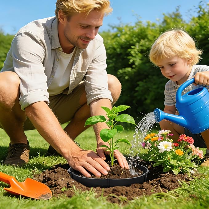 Anothera 24 Pieces Planting Grow Rings, Diameter Range 8.2-15.7 Inches, Interlocking Garden Plant Rings, Black Garden Rings for Plant Support and Soil Moisture Retention