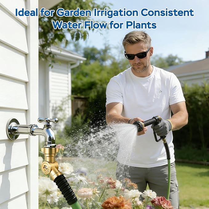 180° Swivel Brass Garden Hose Connector Water Hose Adapter, 3/4-11.5NH Garden Hose Fittings Water Hose Connector for Irrigation/Car Wash/Patio Cleaning