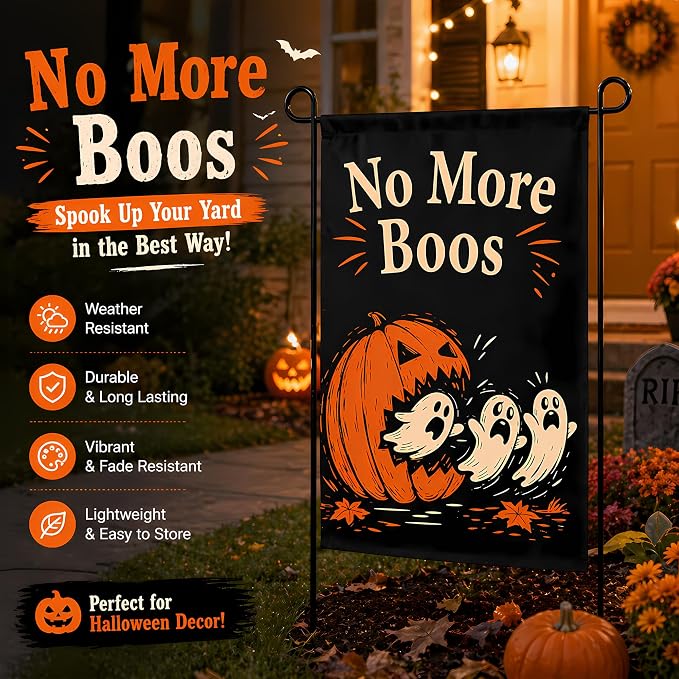 Halloween Party Decorations - Ghost Pumpkin Halloween Garden Flag | Double Sided Halloween Backdrop Banner - Halloween Party Favors Supplies Decor for Garden Yard Porch Patio Lawn Outdoor Outside