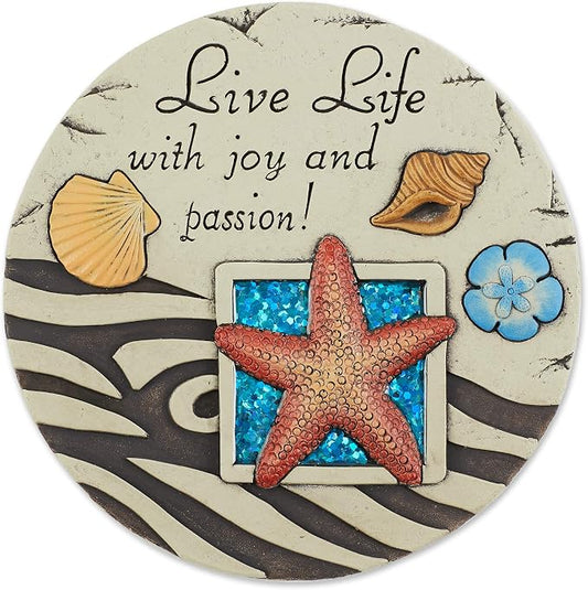 Zingz & Thingz Outdoor Garden Collection Colorful Stepping Stone, 10x10x1, Live Life with Joy & Passion