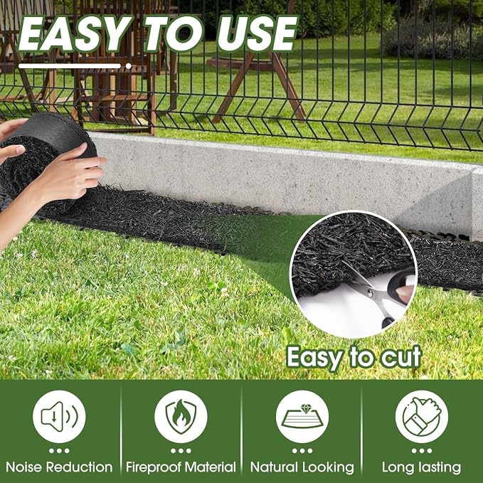 Recycled Rubber Mulch for Landscaping, Mulch Mat Roll Permanent Walkway Pathway for Outdoor Black-140"L ×5.5" W-1 Pack (1)