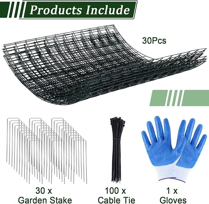 10 Pack Plant Protectors from Animals, 13.5" Dia X 14" H Wire Plant Protector Cage, 30pcs Metal Mesh Garden Cloches to Keep Rabbits, Squirrels and Chicken Out and Protection Vegetables Flowers Shrubs