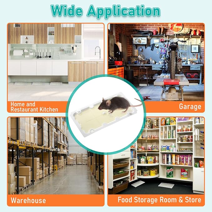 Qualirey 12 Pack Rat Glue Traps 10x5 Inch, Pre-Baited Heavy Duty Mouse Sticky Traps for Mice Snakes Roaches, Large Adhesive Glue Boards with Peanut Scent, No Touch Disposal, Indoor Outdoor (White)