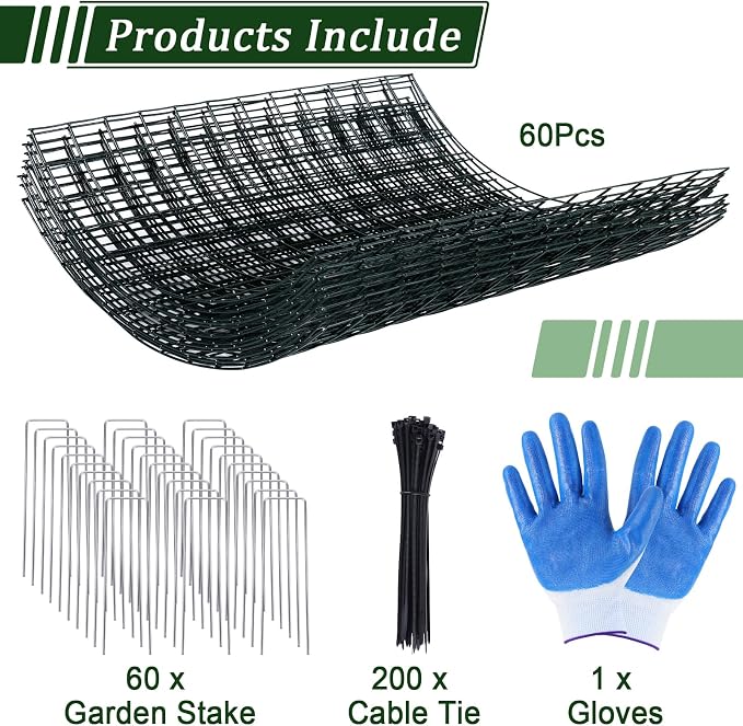 20 Pack Plant Cages for Outdoor Plants, 60pcs Pre-Bent Metal Mesh, 13.5" Dia X 14" H Wire Garden Plant Protector Cloches to Keep Squirrels and Chicken Out and Protection Vegetables Flowers Shrubs