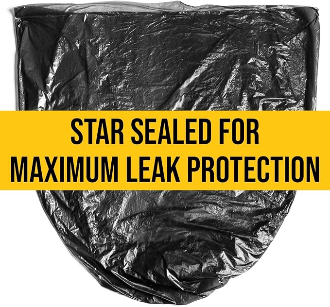 Aluf Plastics - 3 Ply Trash Bags, 56 Gallon, 2 Mil (eq), 43"x47", Black, 100 Count (5 Rolls of 20)
