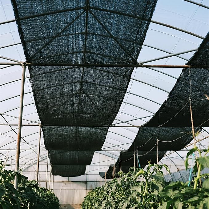 winemana 6x120 FT Outdoor Shade Cloth for Garden & Plants - 50% Large Black Mesh Tarp, UV Resistant Woven Shade Fabric for Greenhouse Farm Row Cover Vegetables Sun Protection Poultry Run