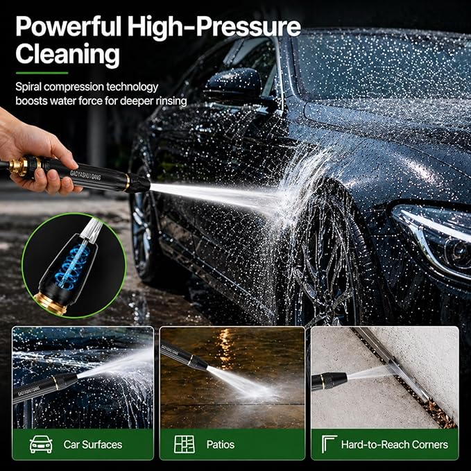 2026 New Jet Nozzle Power Washer for Garden Hose, Garden Hose Nozzle High Pressure Powerful Cleaning Spray Evenly, High Pressure Hose Nozzle (Pagoda Interface*2)