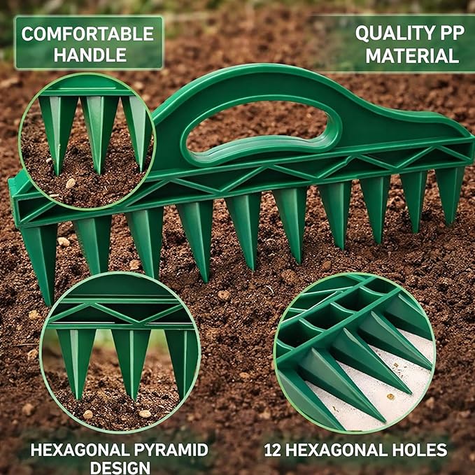 Professional Garden Dibber, Multifunctional Soil Spacer for Planting Seeds, Seed Spacing Tool, 12-Hole Seed Planter Tool, Portable Gardening Tools, Suitable for Vegetables & Flowers (2PCS)
