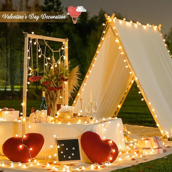 100ft Globe String Lights Indoor Outdoor Waterproof, 200 LED Christmas fairy Lights Plug in with Remote, Connectable Hanging Lights for Bedroom Classroom Camping Patio Wedding Garden Decor, Warm White