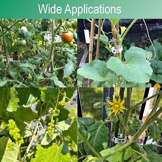 Secured Plastic Plant Clip, Tomato Clips, Secured Plant Support Clips for Climbing Plants, Plastic Trellis Clips for Fixing Stem and Vine, 2025 Upgrade (200, WHITE)