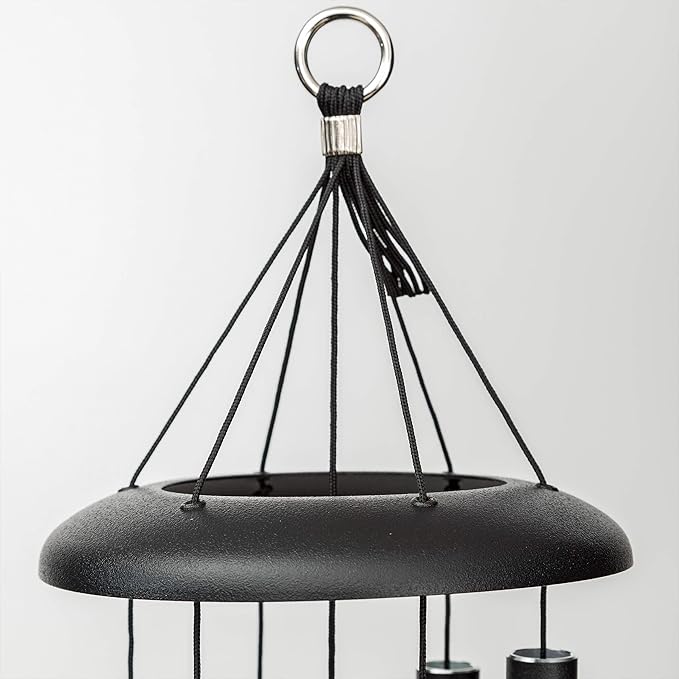 Corinthian Bells 27 Inch Black Wind Chimes for Outside, Modern Outdoor Metal Wind Chime for Patio Decor, Made in USA