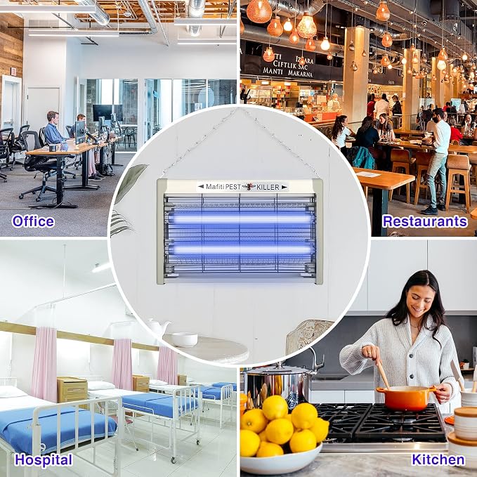 mafiti Bug Zapper Fly Traps Indoor Hanging Electric Mosquito Killer 3500V Flies Mosquitoes Trap for Home Restaurants Kitchen Garden Gray