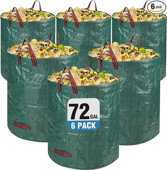 Reusable Leaf Bags, Tear-resistant & Reusable Lawn Bags, Yard Waste Bags, 72 Gal, 6 Pack