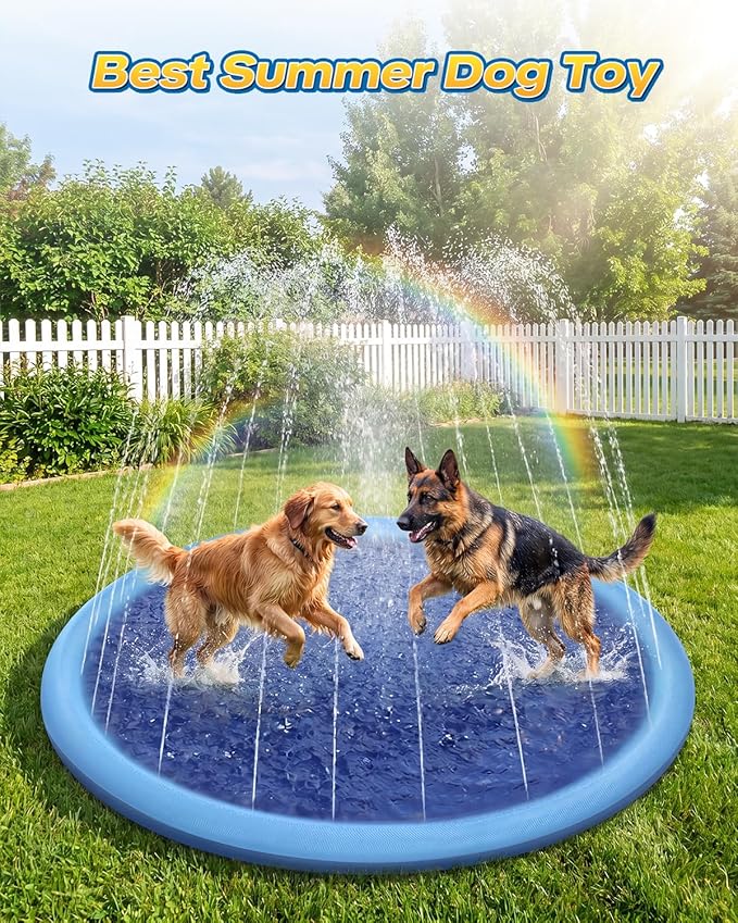Raxurt Non-Slip Splash Pad for Kids and Dog, 67'' Splash Pad Thicken 0.58mm for Kids Ages 4-8 Toddler Baby Splash Sprinkler Pad Dog Pool Summer Outdoor Water Toys for Boys Girls