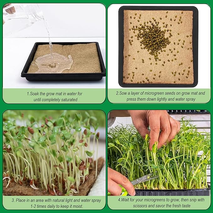 1 Roll 10" x 100" Microgreen Growing Trays Mat, Jute Fiber Grow Mats, Natural Fiber Grow Kit for Germination Tray, Perfect for Sprout Wheatgrass, Bean Sprouts, Hydroponic Seed Growing