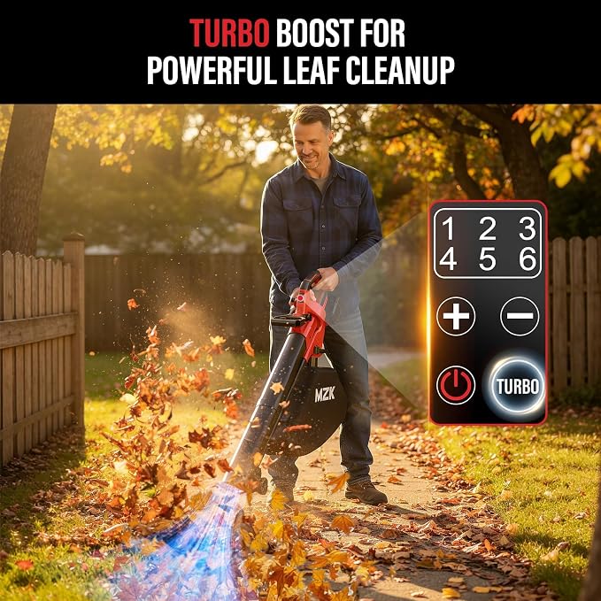 MZK 40V Cordless Leaf Blower Vacuum Mulcher, 3-in-1 Battery Powered Leaf Vacuum with 40L Bag, 600 CFM 160 MPH, 2×4.0Ah Batteries for Lawn, Yard Cleanup