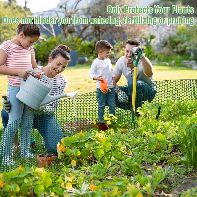 33Ft x 24In Plant Protectors from Animals, Plant Cages for Outdoor Plants, Free-Cut Wire Plant Protector, Plant Cover Chicken Wire Fencing with Ground Stakes & Ties to Keeping Bunny Animals Out