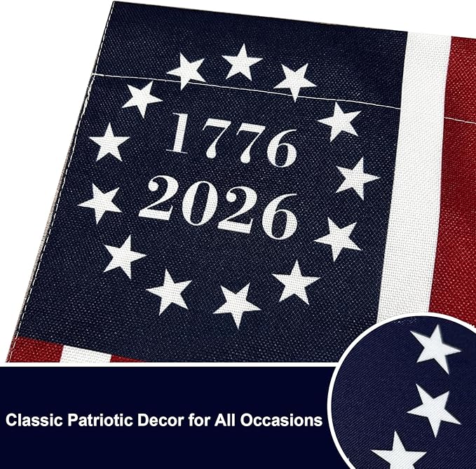 Bradford 1776 2026 Betsy Ross Garden Flag 12x18 Inch Double Side 13 Star Colonial American Flags for Yard 250th Anniversary 4th of July Memorial Day Decoration
