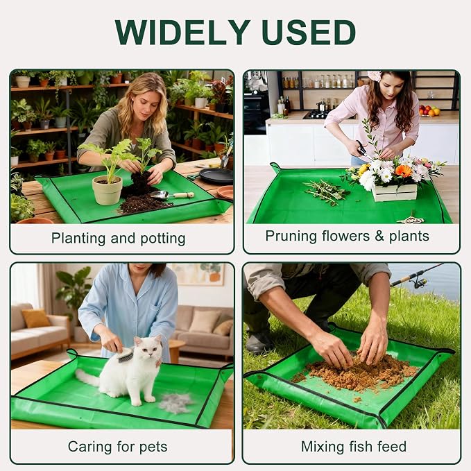 39.5"x39.5" Super Thick Repotting Mat for Indoor Plants - Tear-Resistant, Foldable, Double-Sided Waterproof Potting Mat for Mess-Free Indoor Gardening