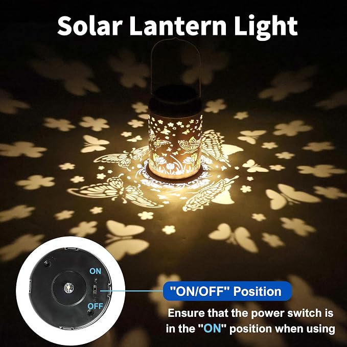 JEJOT Butterfly Solar Lanterns Outdoor Waterproof, Mothers Day Gifts, Birthday Gifts for Women Mom Grandma,Metal Hanging Solar Lantern for Yard,Garden,Porch Landscape Deconrations-1 Pack