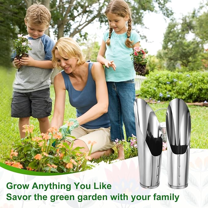 M METERXITY 1-Pack Bonsai Soil Scoops, 2inch/5cmcm Stainless Steel Garden Soil Scoops Bucket Shovel Potting Scoopers for Transplanting/Flower Planting, Small Gardening Tools [Silver Tone]