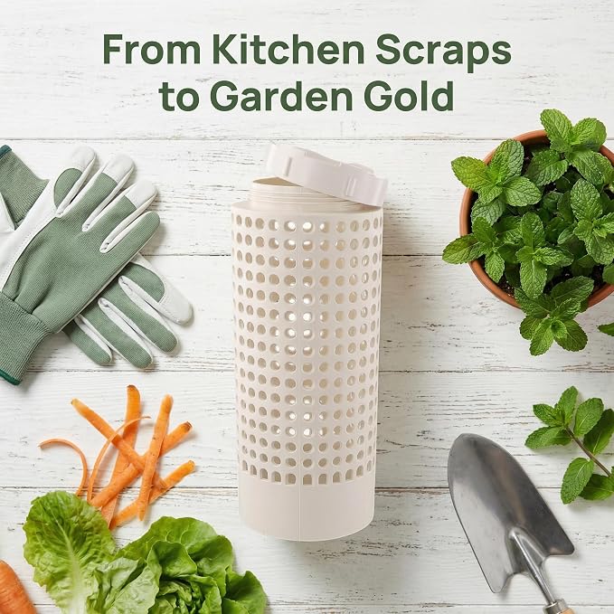 Inground Worm Composter, Outdoor Worm Farm Compost Bin Kit with Lid for Raised Garden Beds, Reducing Food Waste Composting Systems - with Gloves & Shovel(10.24 * 4.3 * 4.3 in (3 PCS))