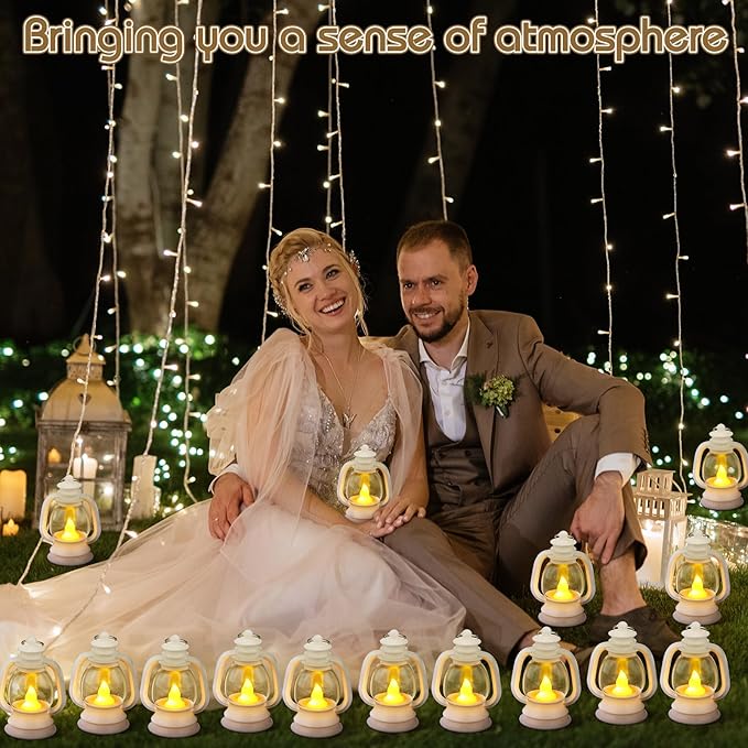 Ferraycle 24 Pcs Mini Lantern Decor 4 Inch Western Lantern Table Centerpiece Small Vintage Camping Hanging Lamp Ornaments Bulk for Cowboy Cowgirl Wedding Halloween Christmas (4 Inch,White)