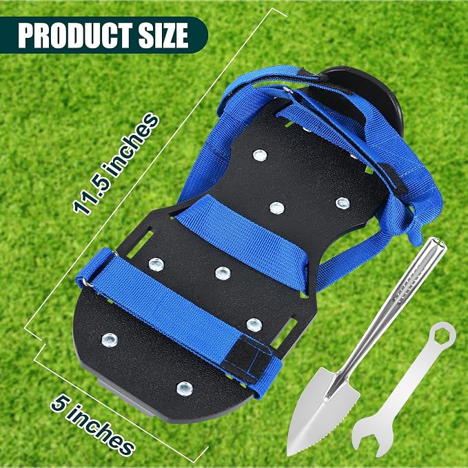 Miuwauer Lawn Aerator Shoes (Classic Version (Durable PP Sole), Black-Blue)