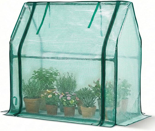 Mini Greenhouse for Indoor Outdoor,36"x18"x33" Tabletop Portable Green House with Waterproof Pad for Small Plants Nursery Germination (Green)