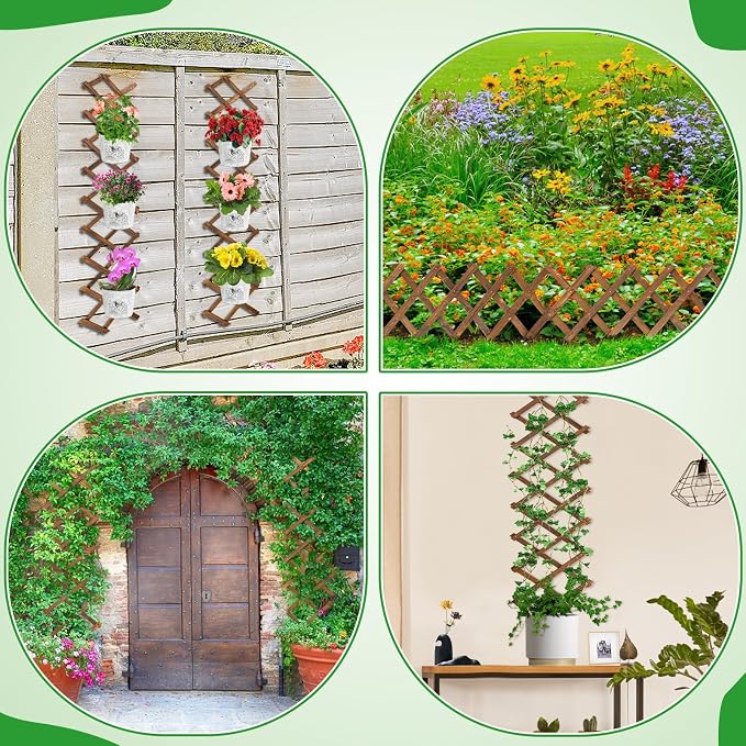 2Packs 13x78in Expandable Wood Wall Trellis for Climbing Plants Outdoor - Lattice Panels for Outside Indoor Balcony Patio Garden, Ideal for Ivy, Vines, Clematis, Roses