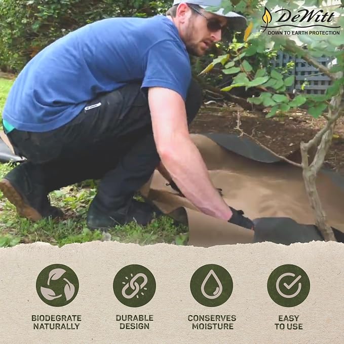Dewitt Garden Weed Barrier Natural Paper Mulch, Black, 4 x 300 Feet – Organic Gardening Ground Cover Mat for Vegetable Gardens, Beds, Greenhouse, and Outdoor Planting Areas