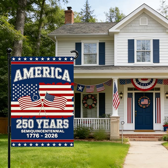 250 Anniversary Usa Garden Flags for Outside, 250 Anniversary USA Flag 1776-2026 Commemorative Patriotic Yard Sign Outdoor Stars & Stripes Design Banner 4th of July Decorations Double Sided Waterproof 250 Year American Flag 12x18 Inch