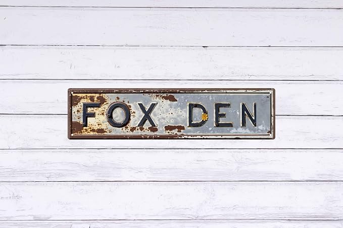 Vintage Fox Den Metal Tin Sign 4x16 in Art Wall Hanging Decorative Plaque Home Farmhouse Porch Bedroom Decor Ideal for Valentine's Day and Spring Gifts