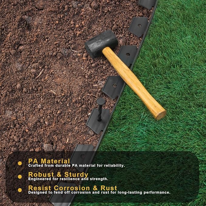 150 Pack 8 Inch Plastic Landscape Edging Anchoring Stakes Garden Lawn Yard Spikes Landscaping Stakes for Paver Edging, Weed Barrier, Tent, Artificial Turf