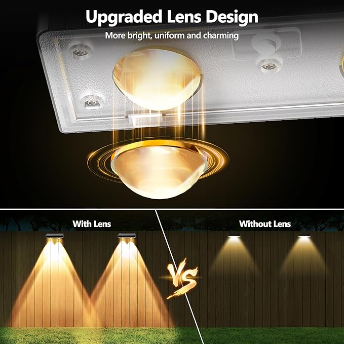 BrizLabs Solar Fence Lights Outdoor, 3 Color (2700K/4500K/6500K) & 6 Modes Solar Wall Light, 8 Pack 250lm LED Patio Deck Lighting IP65 Waterproof Fence Lighting for Outside Backyard Patio Railing Pool