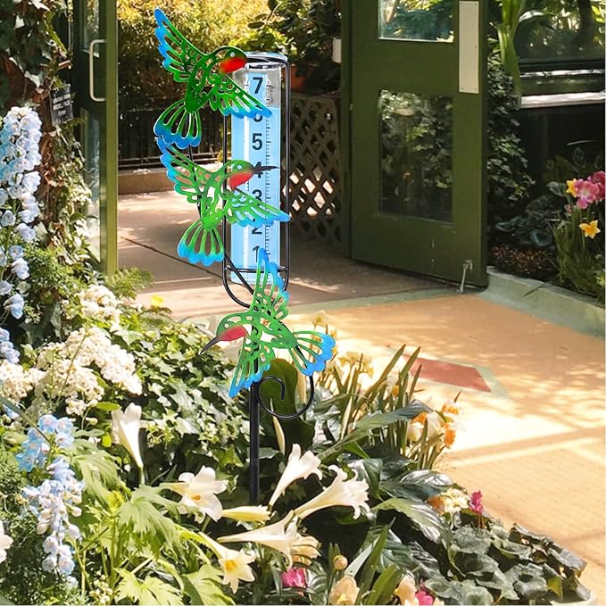 MUMTOP Rain Gauge Outdoor Hummingbird, 36 Inch Large Number Easy Read Water Measure Gauge for Lawn, Yard and Garden(Hummingbird)