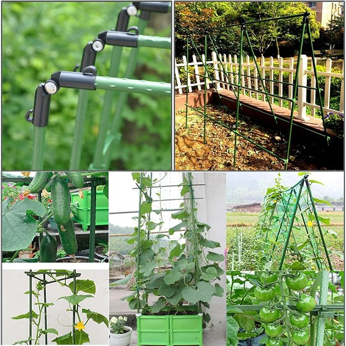 Garden Stakes Sturdy Metal Fence Post 5 Ft Plastic Coated Steel Plant Sticks for Tomatoes,Trees,Cucumber,Fences,Beans,Pack of 50