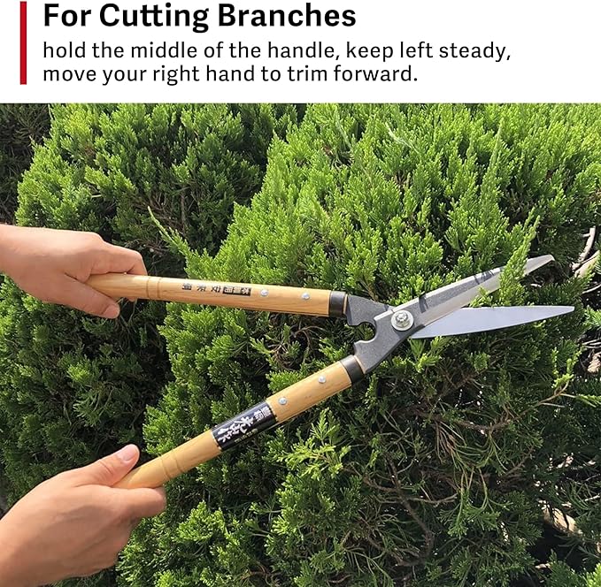Japanese Hedge Shears, HOUNEN Professional Bypass Pruning Shears with Yasugi Steel Blades for Precise Hedge and Shrub Trimming