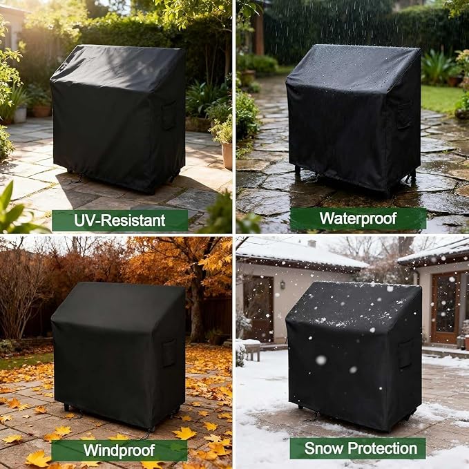 Canvas Potting Bench Cover, Waterproof Outdoor Table For Garden Furniture, All Weather Anti-UV Protection With Zipper, Adjustable Drawstring & Windproof Straps, Durable Protector(36"Lx20"Wx31/42"H)