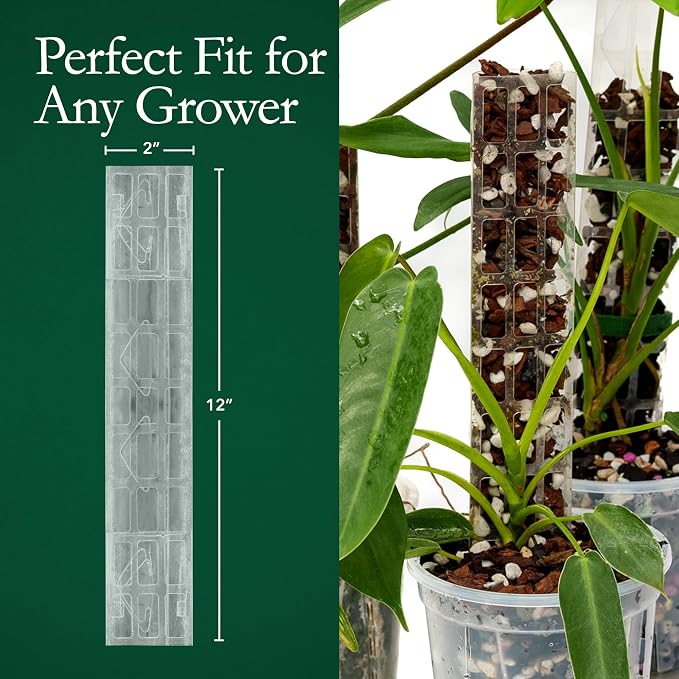 THICCLY V2 GrowPole Small 10 Pcs – Patented D-Shape Moss Pole for Climbing Plants, Moisture-Locking Closed Back, Stackable Extendable Support for Monstera, Philodendron, Pothos & Anthurium