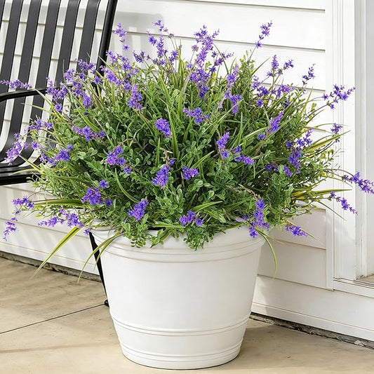 Hrobek Outdoor Faux Plants UV Resistant - 12 Bouquets Realistic Artificial Monkey Grass Greenery for Patio Garden Front Porch Decor Weatherproof Fake Plants for Outside