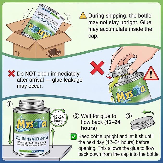 Sticky Glue Coating Kit, 20.4 oz (3 * 6.8 oz) Insect Trap Coating with Brush and 30 Blue Cups and 2 Pairs Gloves, DIY Fly Trap for Deerfly, Stink Bugs, Apple Fly, Biting Flies, Garden Pests