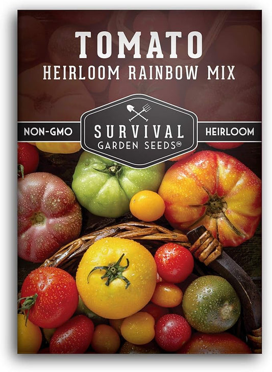 Heirloom Rainbow Mix Tomato Seeds for Planting - Colorful Heirloom Varieties Seed Blend, High Yield Garden Tomatoes, Non-GMO Open Pollinated - Survival Garden Seeds (1 Pack)