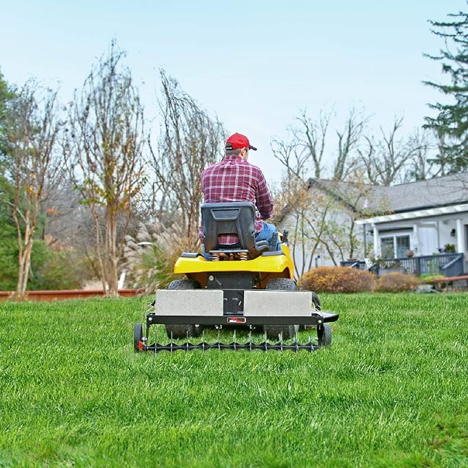 Brinly SAT2-40BH-P Tow Behind Spike Aerator with Transport Wheels, 40" - Hammered Black