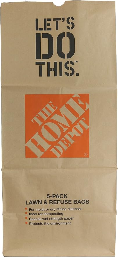 Home Depot Heavy Duty Brown Paper 30 Gallon Lawn and Refuse Bags for Home and Garden (70 Lawn Bags)