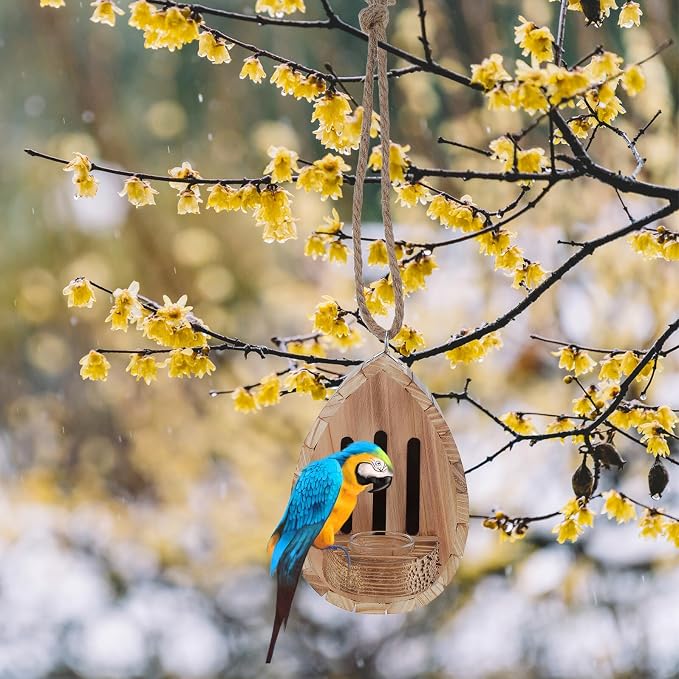 Uonlytech Wooden Butterfly House with Feeder Hanging Garden Butterfly Habitat Refuge Nesting Box for Patio Yard Wildlife Feeding and Decoration