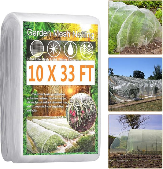10 X 33FT Garden Mesh Insect Netting Pest Barrier, Garden Bug Netting Plant Mesh for Raised Beds Blueberry Bushes, Figs, Plants, Vegetables Protection