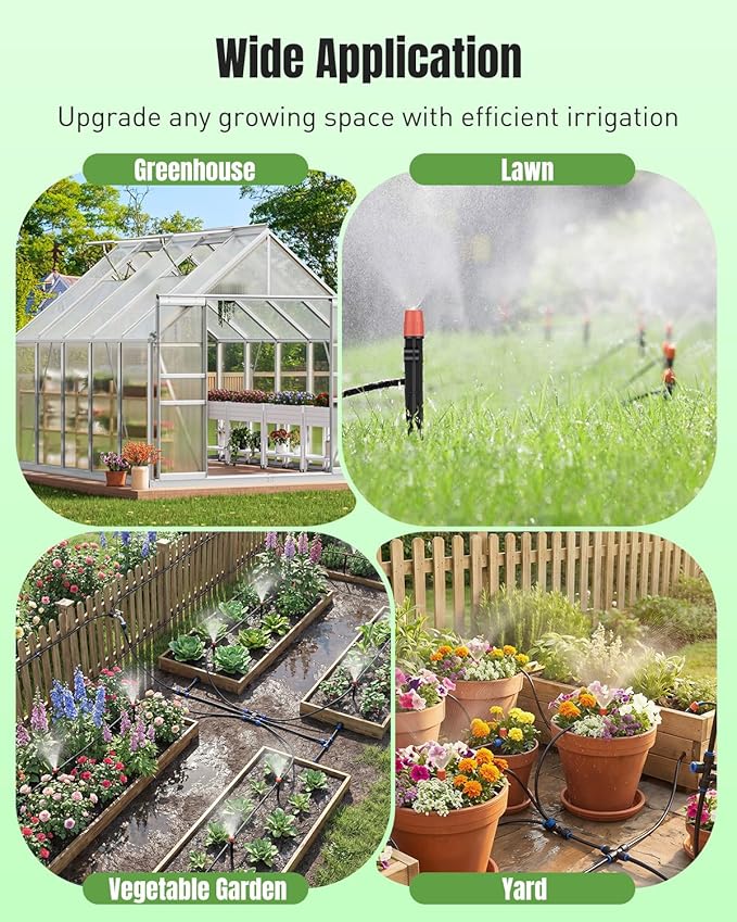 Pawfly 230 ft Quick Connect Drip Irrigation Kit, Drip Irrigation System for Garden Watering System with 1/2" (33 ft) & 1/4" (197 ft) Tubing and Accessories Garden Irrigation System for Greenhouse Lawn