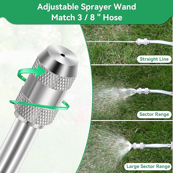 Saillong Sprayer Wand Replacement, 1/4" Connector Fits Most 3/8" Hose Sprayers, Adjustable Universal Stainless Steel Replacement Wand with Shut off Valve (Curved,1 Pack)